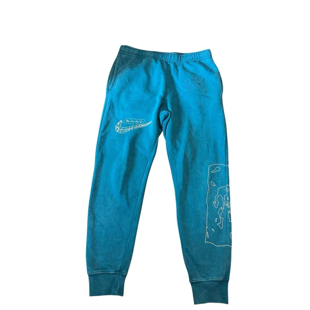 Nice Nike Club Wash Club Drip Sweat Pants Men's Small Green Abyss Aqua Distresse